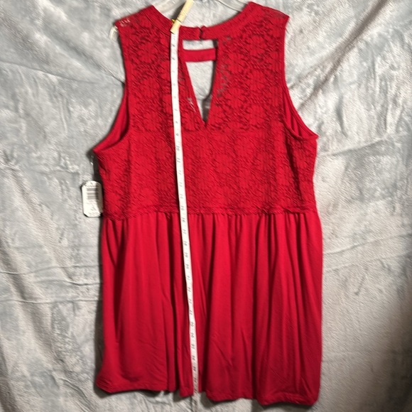NWT Torrid Red choker‎ lace babydoll top  Sleeveless Lace  torrid size 2 18 / 20 - Picture 4 of 9
